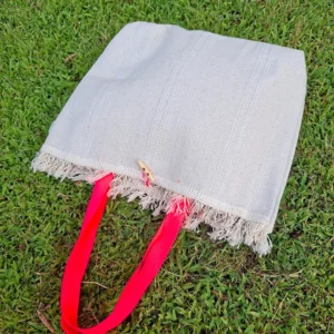 Bolso estera crudo asas fucsia